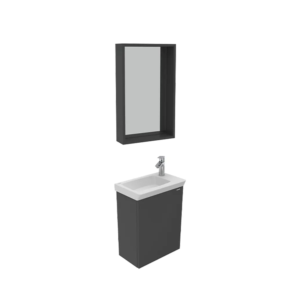 Creavit Mio Antrasit Mat 45 cm Banyo Dolabı ve 45 cm Üst Aynası MI0045.00.AA + MI1045.00.AA