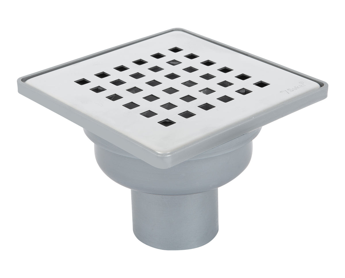 Sukar Tesisat Süzgeci 15x15 cm Plastik Çerçeveli Kare Izgaralı Alttan Çıkışlı