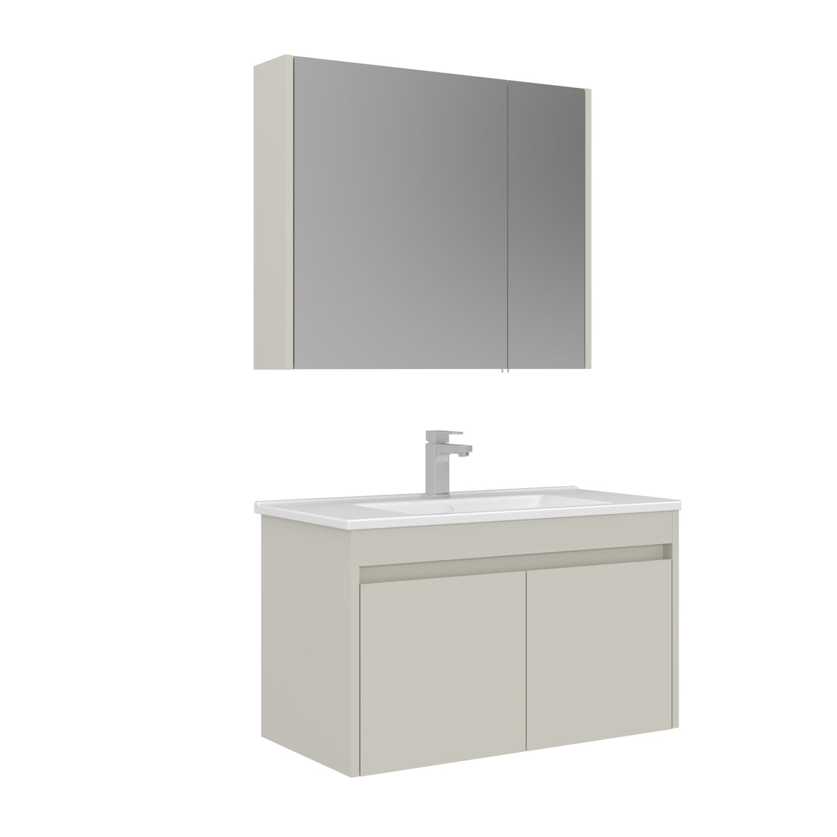 Orka Arno 85 cm Kapaklı Banyo Dolabı Takımı | Lavabo Armatür Hediyeli | Parlak Kaşmir