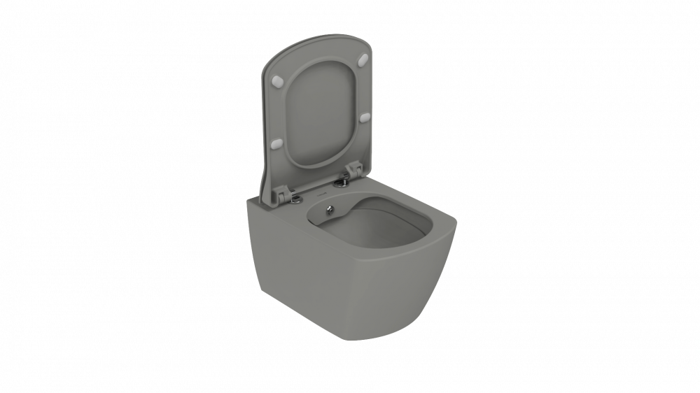Creavit Elegant Rim-Off Kanalsız Asma Klozet Cool Grey EG321-00CG00E-0000 + Creavit Elegant Droplast Yavaş Kapanan Kapağı Klozet Kapağı Cool Grey KC1103.01.2100E