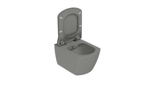 Creavit Elegant Rim-Off Kanalsız Asma Klozet Cool Grey EG321-00CG00E-0000 + Creavit Elegant Droplast Yavaş Kapanan Kapağı Klozet Kapağı Cool Grey KC1103.01.2100E