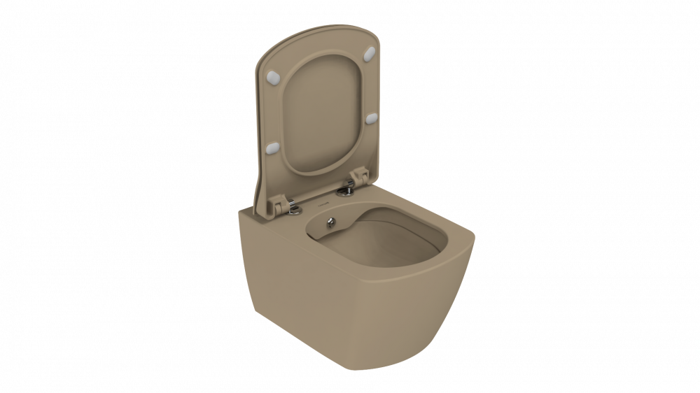 Creavit Elegant Rim-Off Kanalsız Asma Cappucino EG321-11CM00E-0000 + Creavit Elegant Droplast Yavaş Kapanan Kapağı Klozet Kapağı Cappucino KC1103.01.1800E