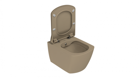 Creavit Elegant Rim-Off Kanalsız Asma Cappucino EG321-11CM00E-0000 + Creavit Elegant Droplast Yavaş Kapanan Kapağı Klozet Kapağı Cappucino KC1103.01.1800E