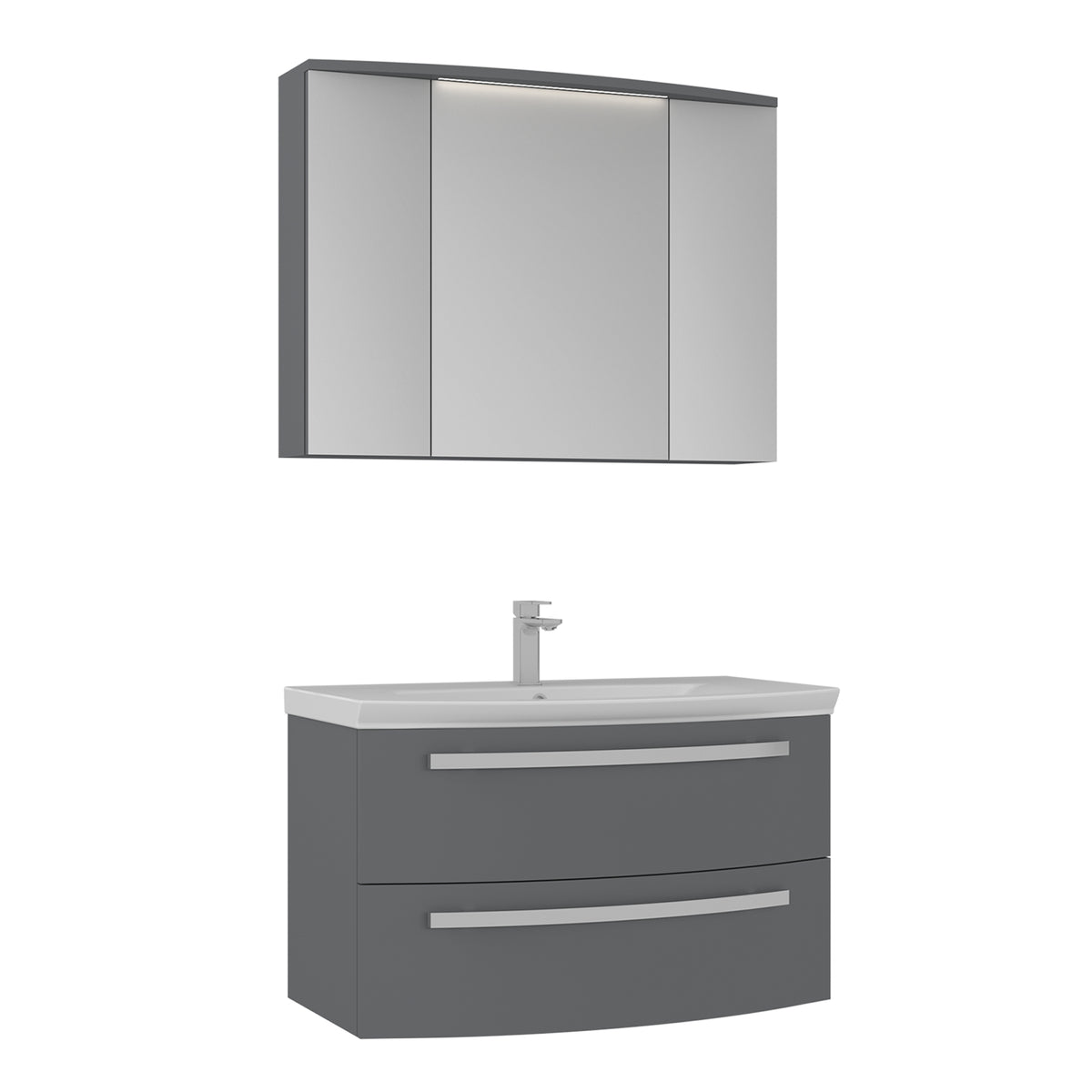 Orka Urla 90 cm Banyo Dolabı Takımı | Parlak Gri