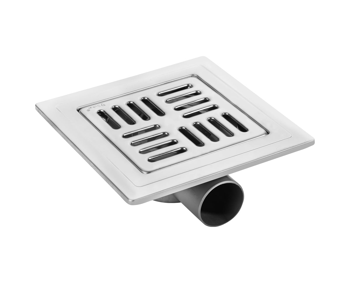 Sukar Tesisat Süzgeci 20x20 cm Çelik Çerçeveli Çizgili Izgaralı Yandan Çıkışlı