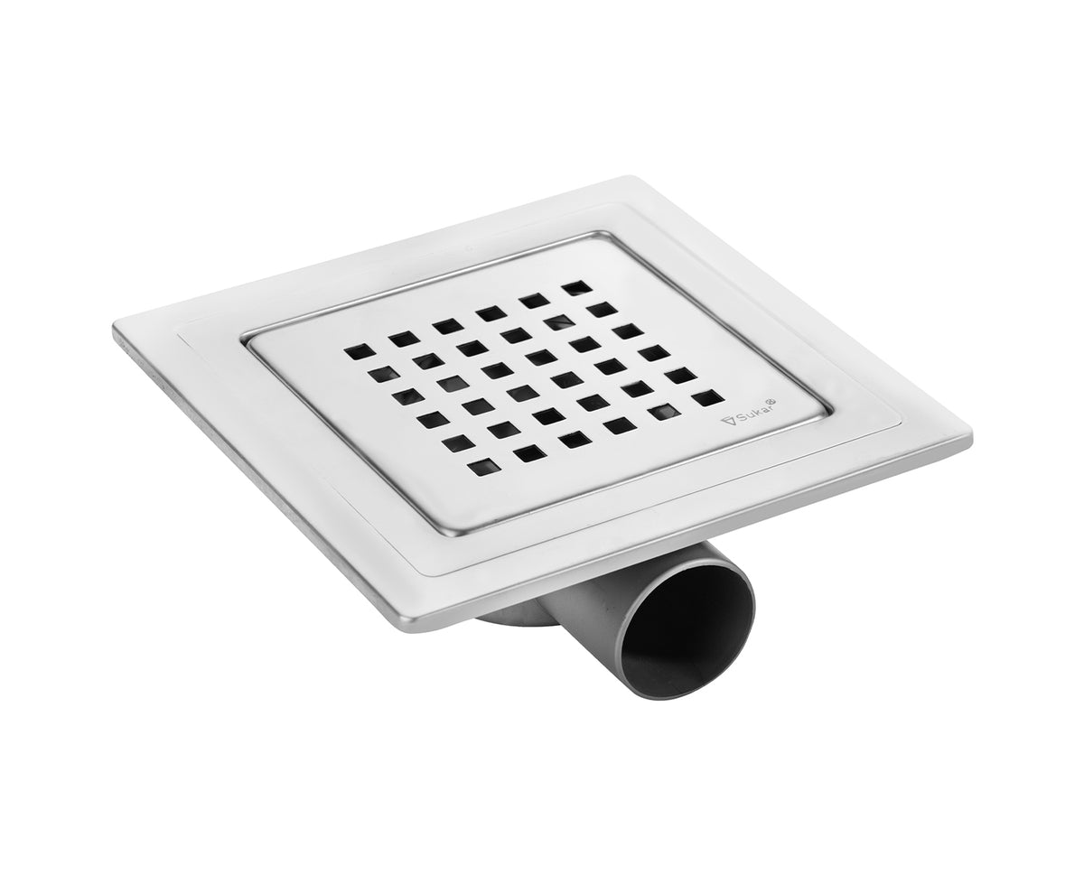 Sukar Tesisat Süzgeci 20x20 cm Çelik Çerçeveli Kare Izgaralı Yandan Çıkışlı