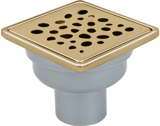 Sukar Tesisat Süzgeci 10x10 cm Gold Çelik Çerçeveli Çakıl Taşı Izgaralı Alttan Çıkışlı