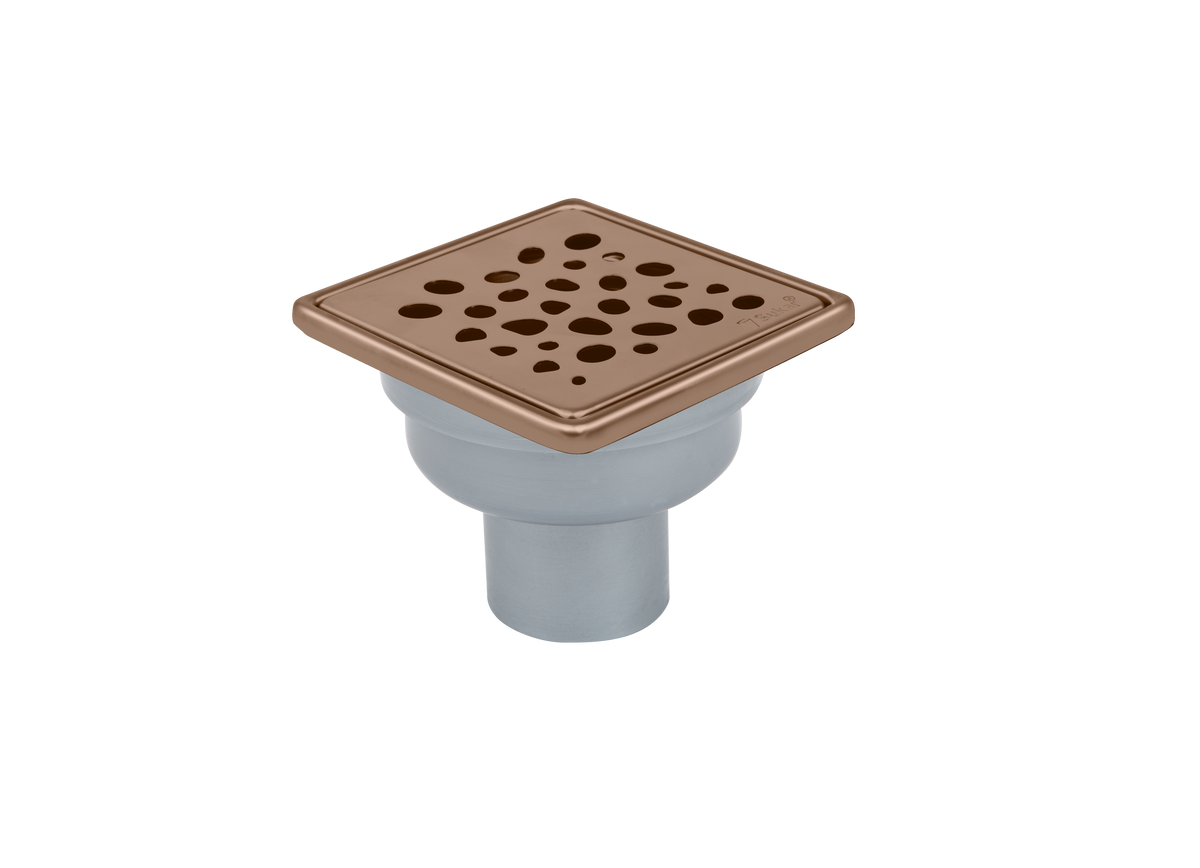 Sukar Tesisat Süzgeci 10x10 cm Bronze Çelik Çerçeveli Çizgili Izgaralı Alttan Çıkışlı