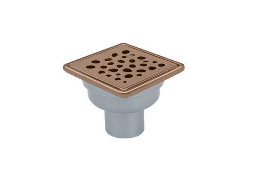 Sukar Tesisat Süzgeci 10x10 cm Bronze Çelik Çerçeveli Çizgili Izgaralı Alttan Çıkışlı