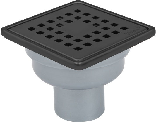 Sukar Tesisat Süzgeci 10x10 cm Black Çelik Çerçeveli Kare Izgaralı Alttan Çıkışlı