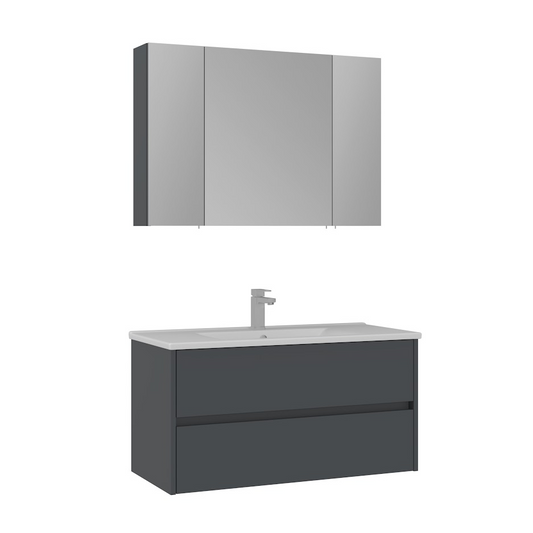 Orka Side 100 cm Çekmeceli Banyo Dolabı Takımı | Mat Antrasit