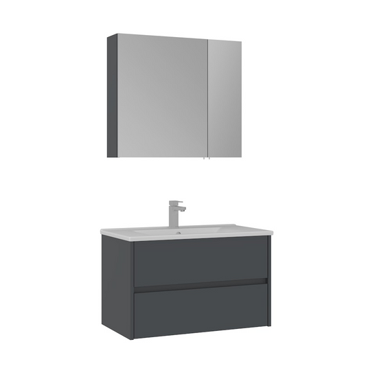 Orka Side 85 cm Çekmeceli Banyo Dolabı Takımı | Mat Antrasit