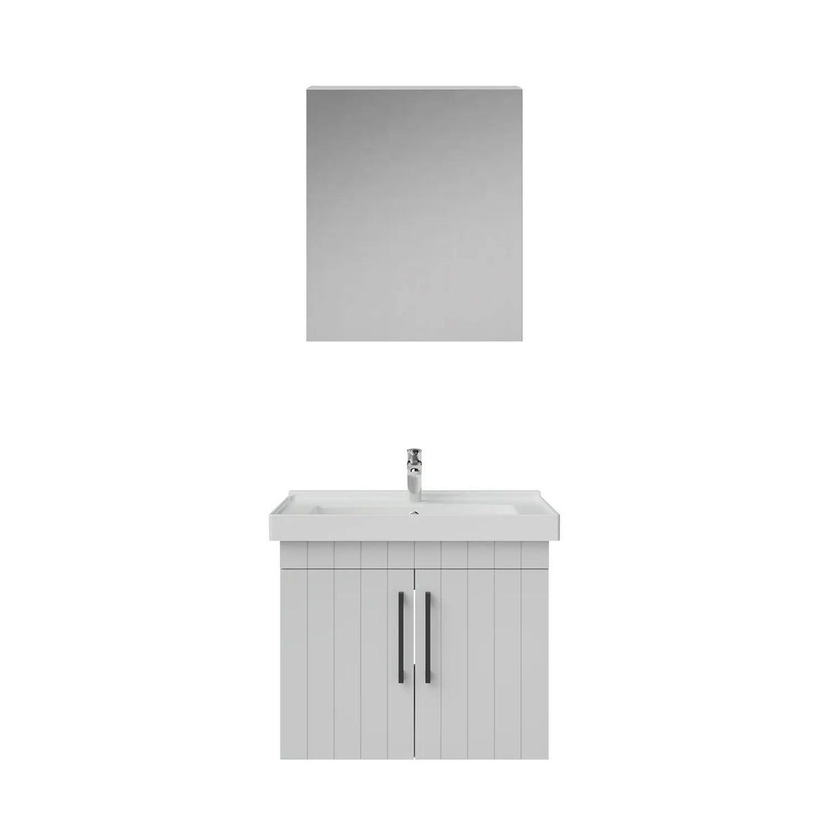 Creavit D20 Lake Çizgili Kapaklı Banyo Dolabı | 65-80-100 cm | Yuvarlak / Kare / Dolaplı Ayna Seçenekli