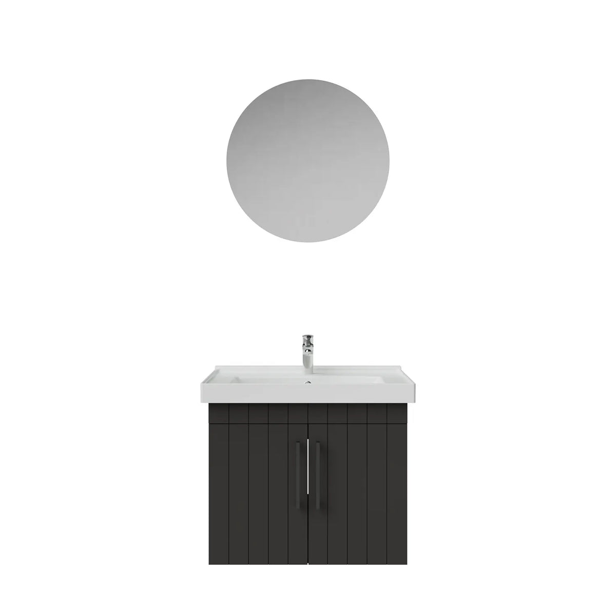 Creavit D20 Lake Çizgili Kapaklı Banyo Dolabı | 65-80-100 cm | Yuvarlak / Kare / Dolaplı Ayna Seçenekli