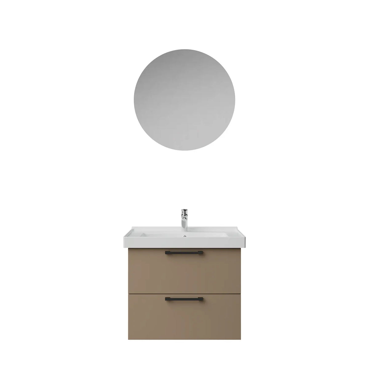 Creavit D20 Melamin Çekmeceli Banyo Dolabı | 65-80-100 cm | Yuvarlak / Kare / Dolaplı Ayna Seçenekli - DAFNE - 65 CM - YUVARLAK