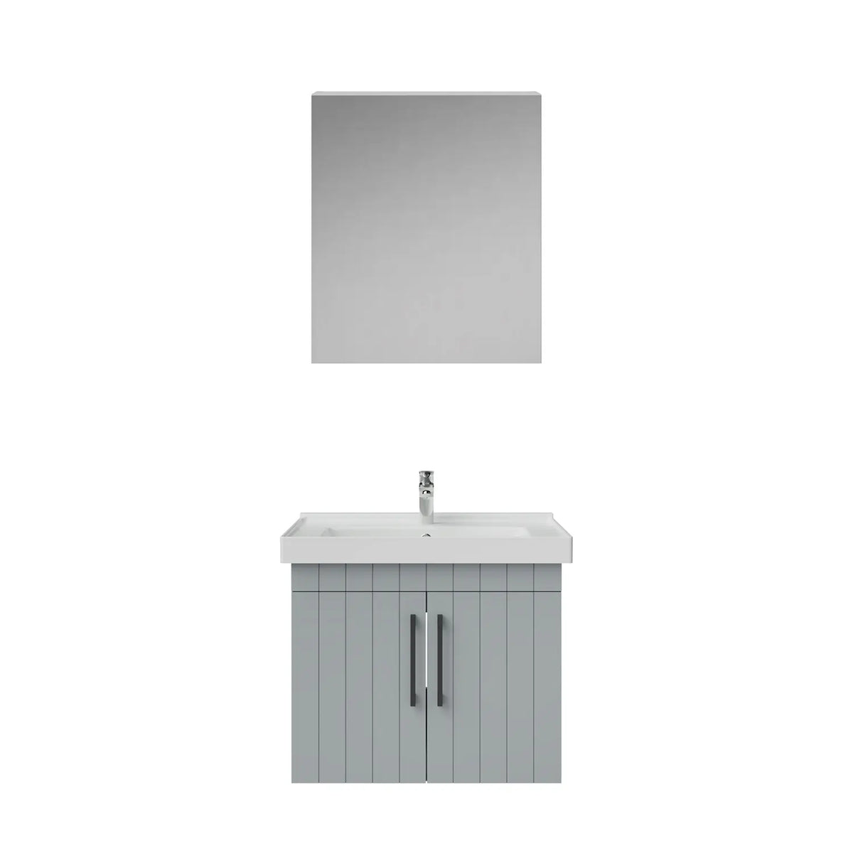 Creavit D20 Lake Çizgili Kapaklı Banyo Dolabı | 65-80-100 cm | Yuvarlak / Kare / Dolaplı Ayna Seçenekli