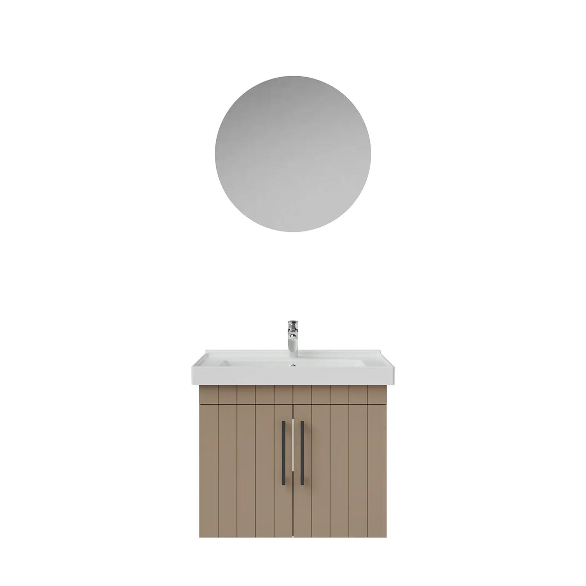 Creavit D20 Lake Çizgili Kapaklı Banyo Dolabı | 65-80-100 cm | Yuvarlak / Kare / Dolaplı Ayna Seçenekli - DAFNE - 65 CM - YUVARLAK