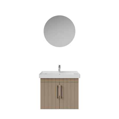 Creavit D20 Lake Çizgili Kapaklı Banyo Dolabı | 65-80-100 cm | Yuvarlak / Kare / Dolaplı Ayna Seçenekli - DAFNE - 65 CM - YUVARLAK