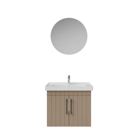 Creavit D20 Lake Çizgili Kapaklı Banyo Dolabı | 65-80-100 cm | Yuvarlak / Kare / Dolaplı Ayna Seçenekli - DAFNE - 65 CM - YUVARLAK