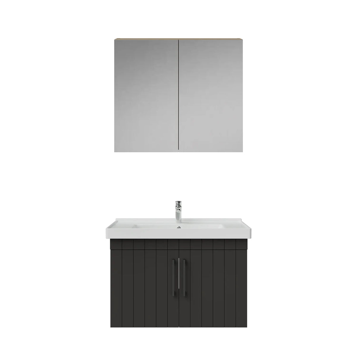 Creavit D20 Lake Çizgili Kapaklı Banyo Dolabı | 65-80-100 cm | Yuvarlak / Kare / Dolaplı Ayna Seçenekli