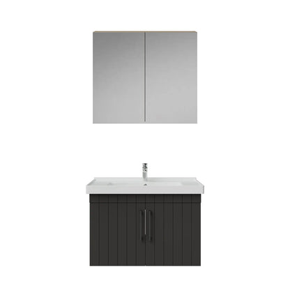 Creavit D20 Lake Çizgili Kapaklı Banyo Dolabı | 65-80-100 cm | Yuvarlak / Kare / Dolaplı Ayna Seçenekli