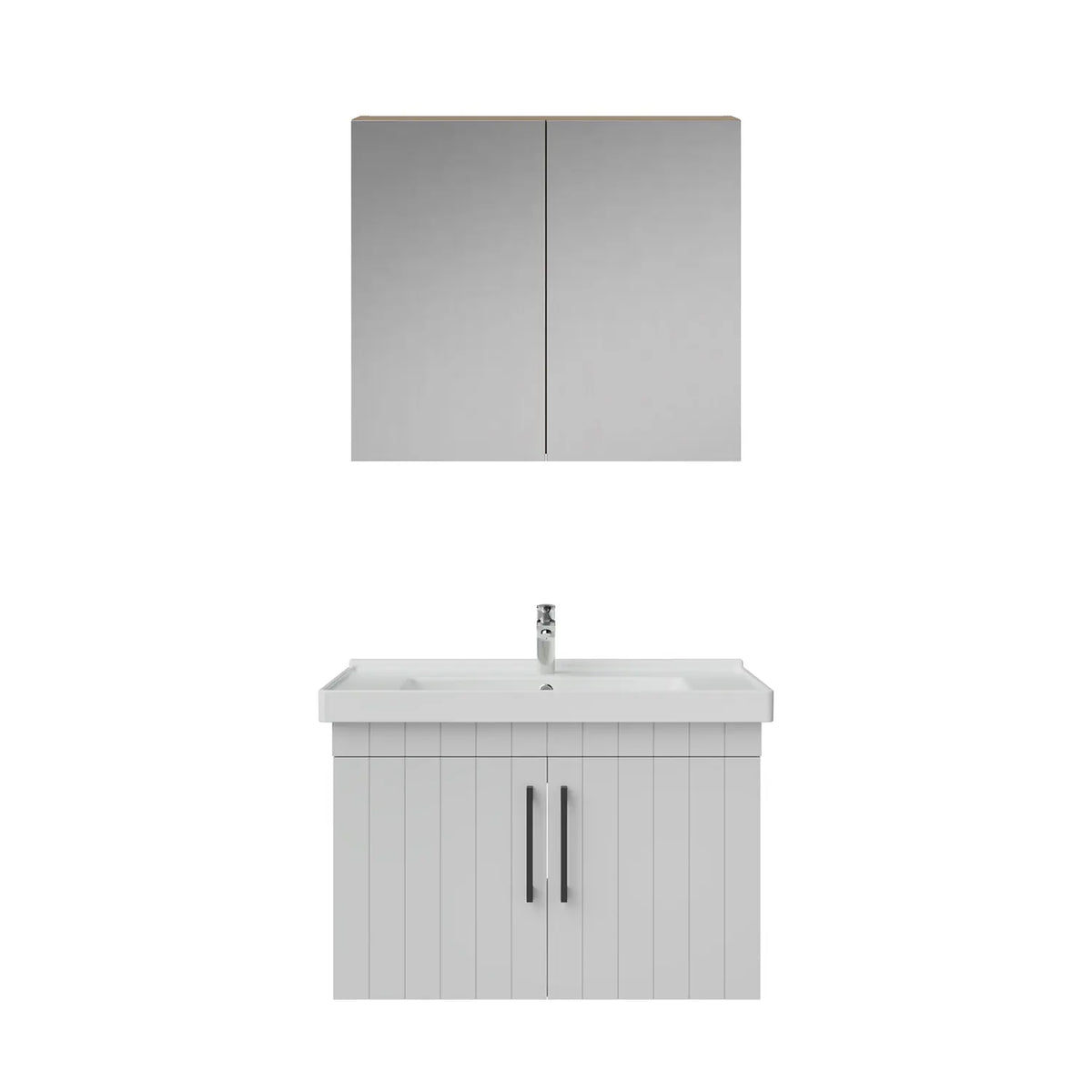 Creavit D20 Lake Çizgili Kapaklı Banyo Dolabı | 65-80-100 cm | Yuvarlak / Kare / Dolaplı Ayna Seçenekli