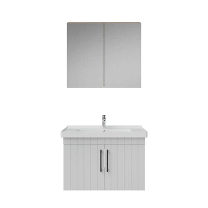 Creavit D20 Lake Çizgili Kapaklı Banyo Dolabı | 65-80-100 cm | Yuvarlak / Kare / Dolaplı Ayna Seçenekli