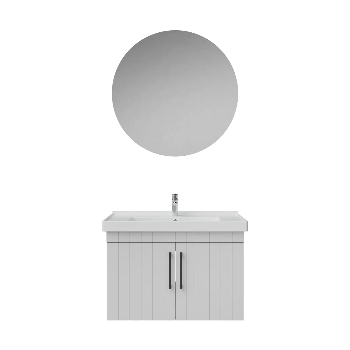 Creavit D20 Lake Çizgili Kapaklı Banyo Dolabı | 65-80-100 cm | Yuvarlak / Kare / Dolaplı Ayna Seçenekli