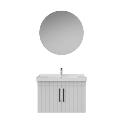 Creavit D20 Lake Çizgili Kapaklı Banyo Dolabı | 65-80-100 cm | Yuvarlak / Kare / Dolaplı Ayna Seçenekli