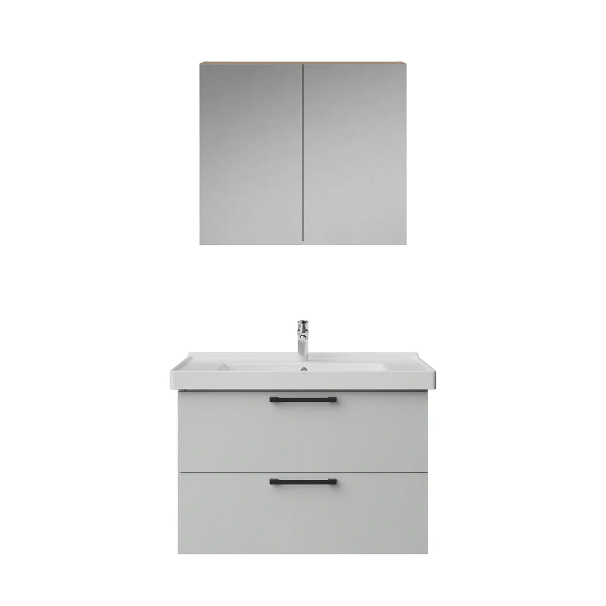 Creavit D20 Melamin Çekmeceli Banyo Dolabı | 65-80-100 cm | Yuvarlak / Kare / Dolaplı Ayna Seçenekli - BEYAZ - 80 CM - AYNALI DOLAP