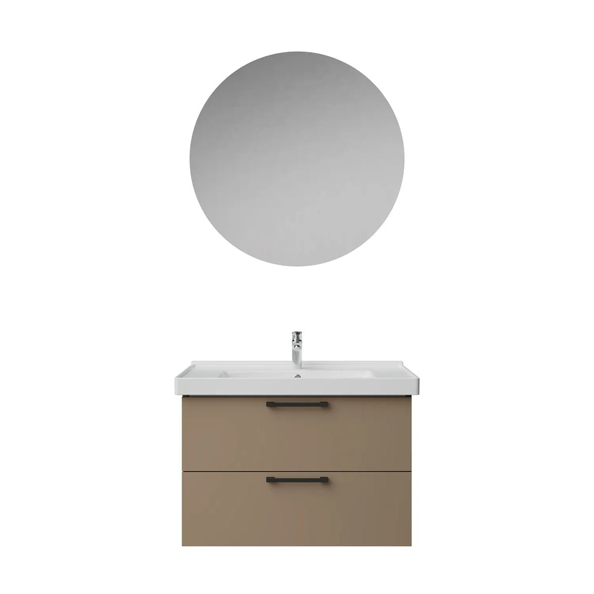 Creavit D20 Melamin Çekmeceli Banyo Dolabı | 65-80-100 cm | Yuvarlak / Kare / Dolaplı Ayna Seçenekli - DAFNE - 80 CM - YUVARLAK