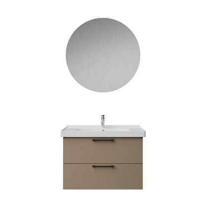 Creavit D20 Melamin Çekmeceli Banyo Dolabı | 65-80-100 cm | Yuvarlak / Kare / Dolaplı Ayna Seçenekli - DAFNE - 80 CM - YUVARLAK