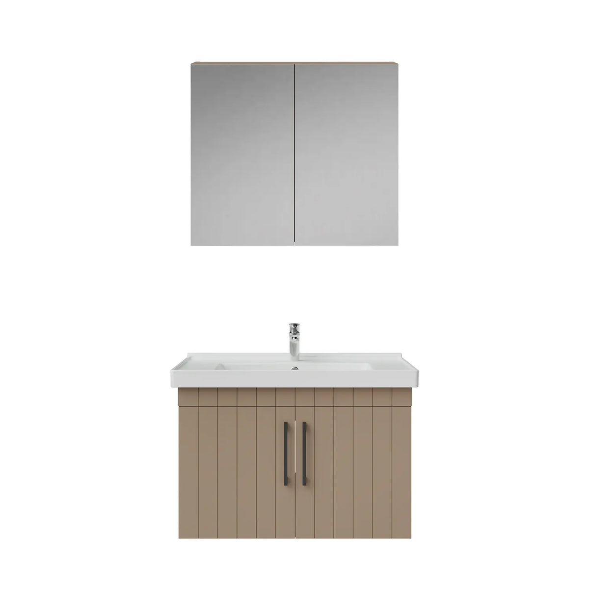 Creavit D20 Lake Çizgili Kapaklı Banyo Dolabı | 65-80-100 cm | Yuvarlak / Kare / Dolaplı Ayna Seçenekli