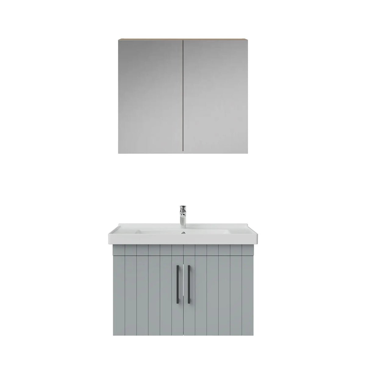 Creavit D20 Lake Çizgili Kapaklı Banyo Dolabı | 65-80-100 cm | Yuvarlak / Kare / Dolaplı Ayna Seçenekli