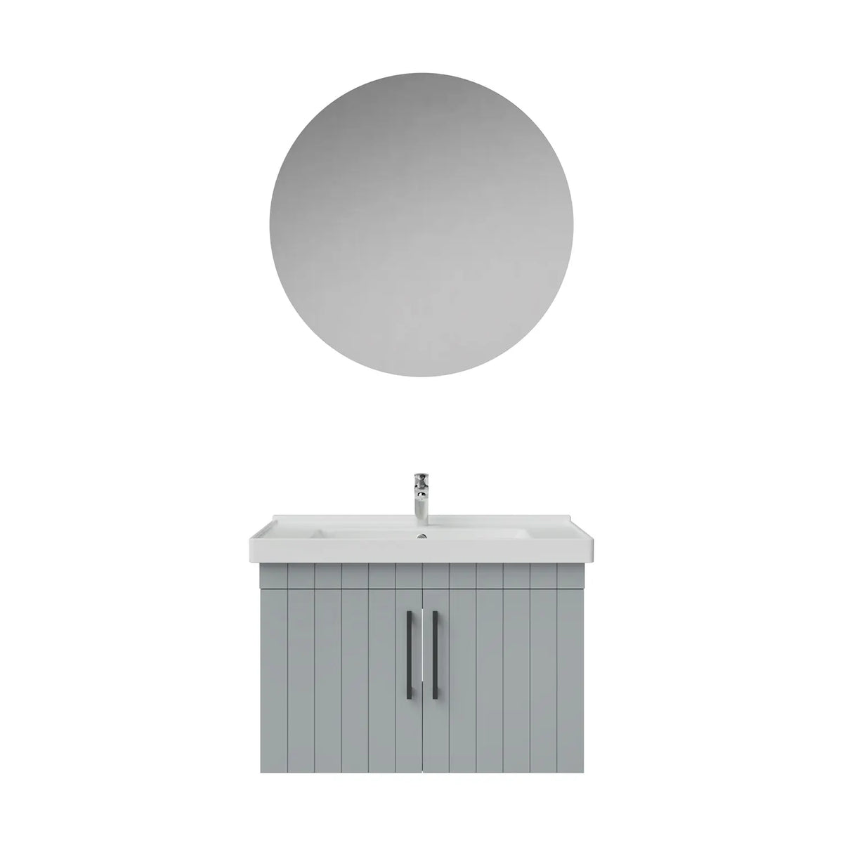 Creavit D20 Lake Çizgili Kapaklı Banyo Dolabı | 65-80-100 cm | Yuvarlak / Kare / Dolaplı Ayna Seçenekli