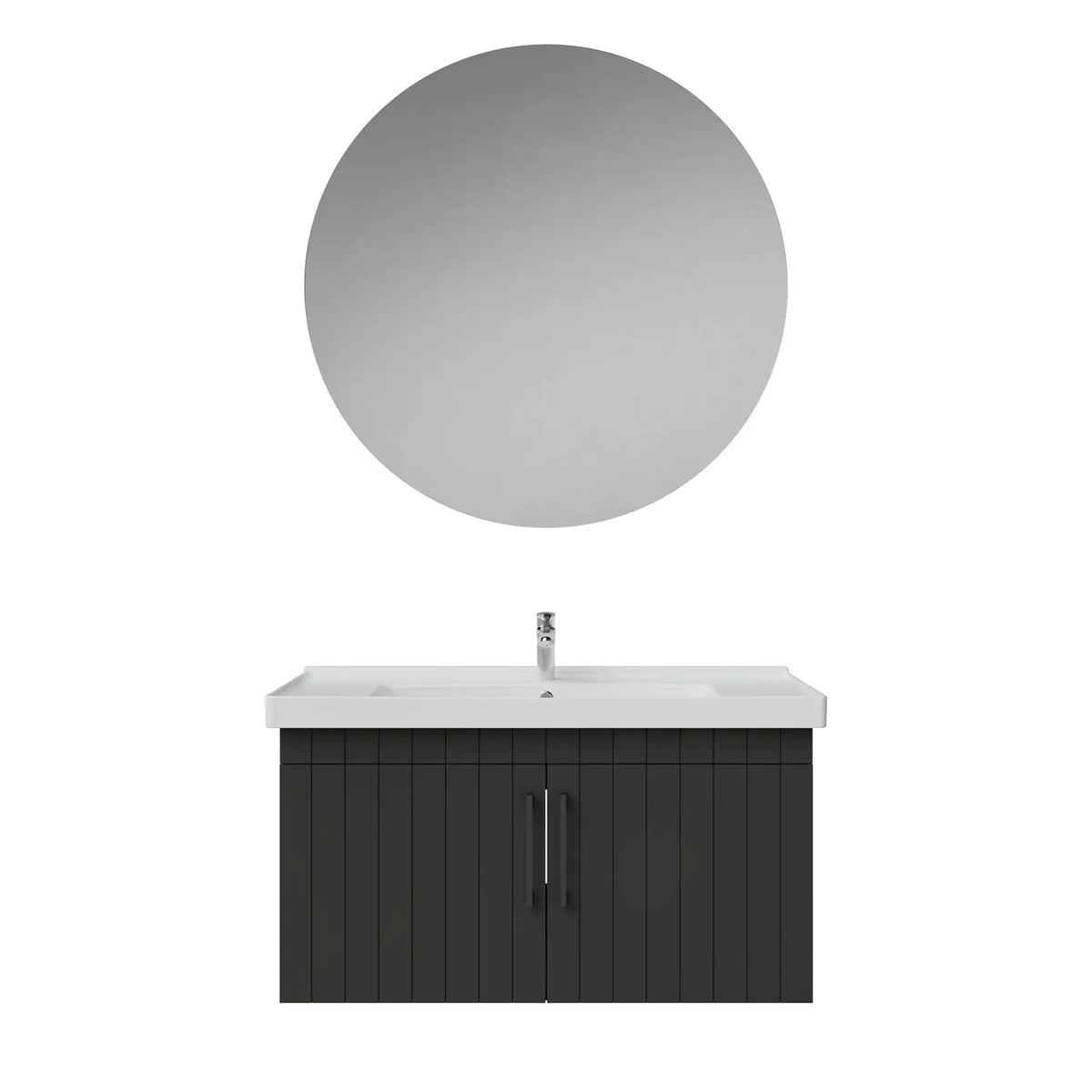 Creavit D20 Lake Çizgili Kapaklı Banyo Dolabı | 65-80-100 cm | Yuvarlak / Kare / Dolaplı Ayna Seçenekli