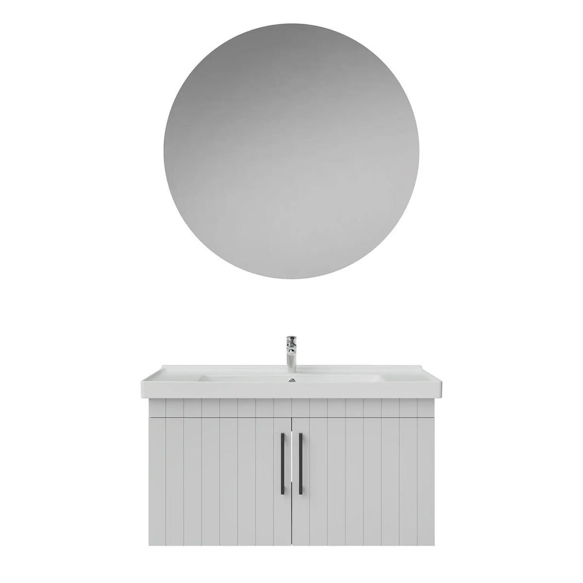 Creavit D20 Lake Çizgili Kapaklı Banyo Dolabı | 65-80-100 cm | Yuvarlak / Kare / Dolaplı Ayna Seçenekli