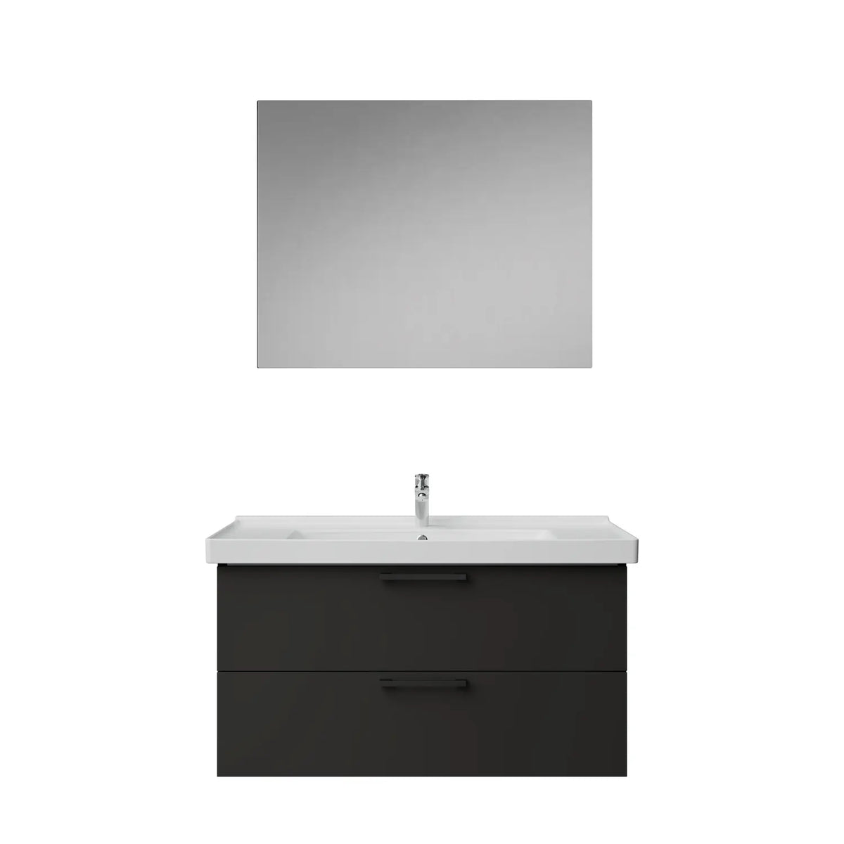 Creavit D20 Melamin Çekmeceli Banyo Dolabı | 65-80-100 cm | Yuvarlak / Kare / Dolaplı Ayna Seçenekli - ANTRASİT - 100 CM - KARE