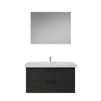 Creavit D20 Melamin Çekmeceli Banyo Dolabı | 65-80-100 cm | Yuvarlak / Kare / Dolaplı Ayna Seçenekli - ANTRASİT - 100 CM - KARE