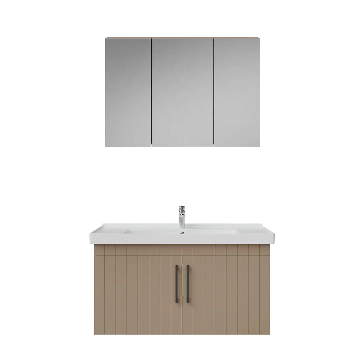 Creavit D20 Lake Çizgili Kapaklı Banyo Dolabı | 65-80-100 cm | Yuvarlak / Kare / Dolaplı Ayna Seçenekli