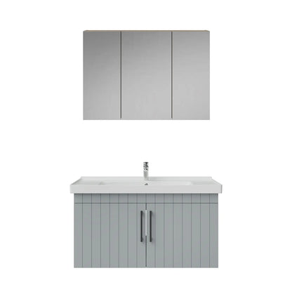 Creavit D20 Lake Çizgili Kapaklı Banyo Dolabı | 65-80-100 cm | Yuvarlak / Kare / Dolaplı Ayna Seçenekli