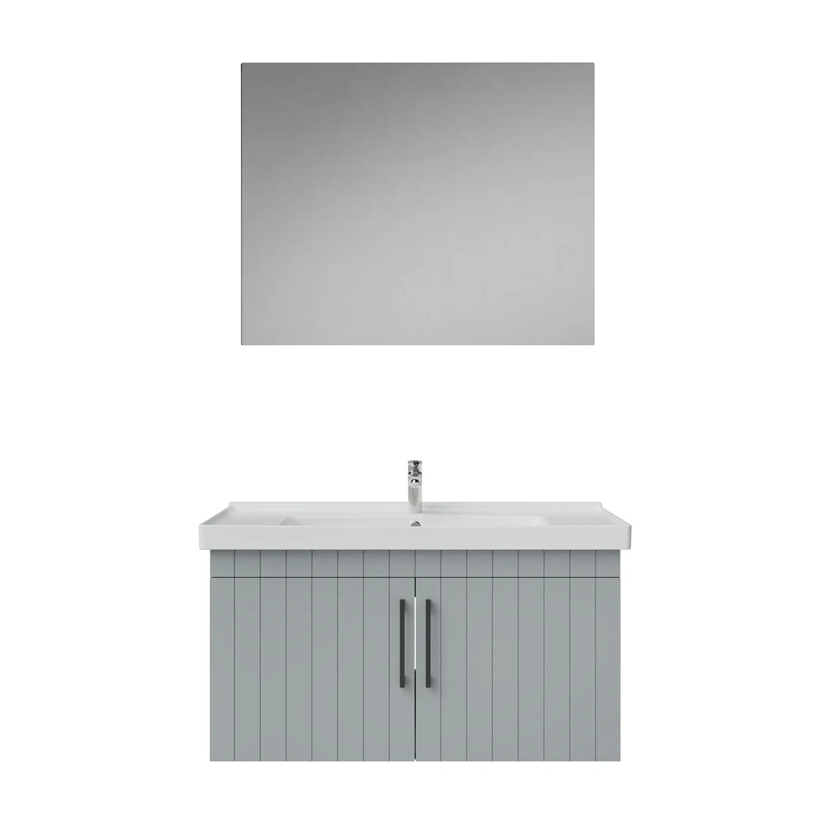 Creavit D20 Lake Çizgili Kapaklı Banyo Dolabı | 65-80-100 cm | Yuvarlak / Kare / Dolaplı Ayna Seçenekli