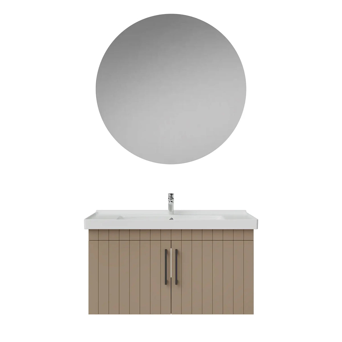 Creavit D20 Lake Çizgili Kapaklı Banyo Dolabı | 65-80-100 cm | Yuvarlak / Kare / Dolaplı Ayna Seçenekli