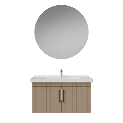 Creavit D20 Lake Çizgili Kapaklı Banyo Dolabı | 65-80-100 cm | Yuvarlak / Kare / Dolaplı Ayna Seçenekli