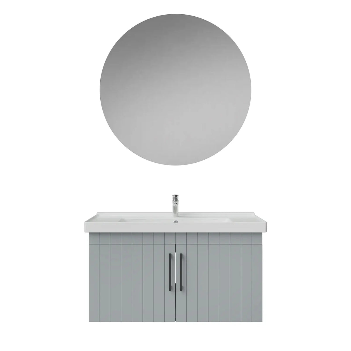 Creavit D20 Lake Çizgili Kapaklı Banyo Dolabı | 65-80-100 cm | Yuvarlak / Kare / Dolaplı Ayna Seçenekli