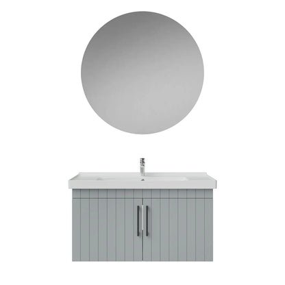 Creavit D20 Lake Çizgili Kapaklı Banyo Dolabı | 65-80-100 cm | Yuvarlak / Kare / Dolaplı Ayna Seçenekli