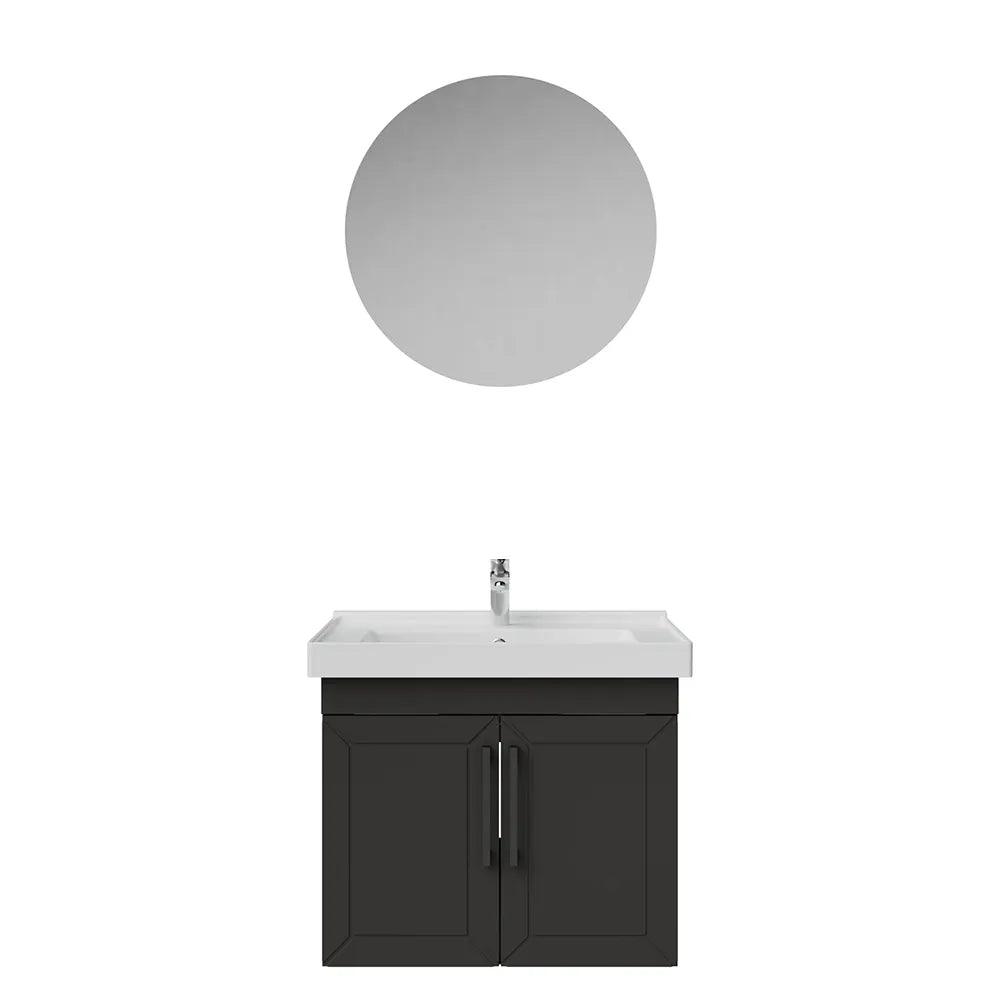 Creavit D20 Lake Desenli Kapaklı Banyo Dolabı | 65-80-100 cm | Yuvarlak / Kare / Dolaplı Ayna Seçenekli