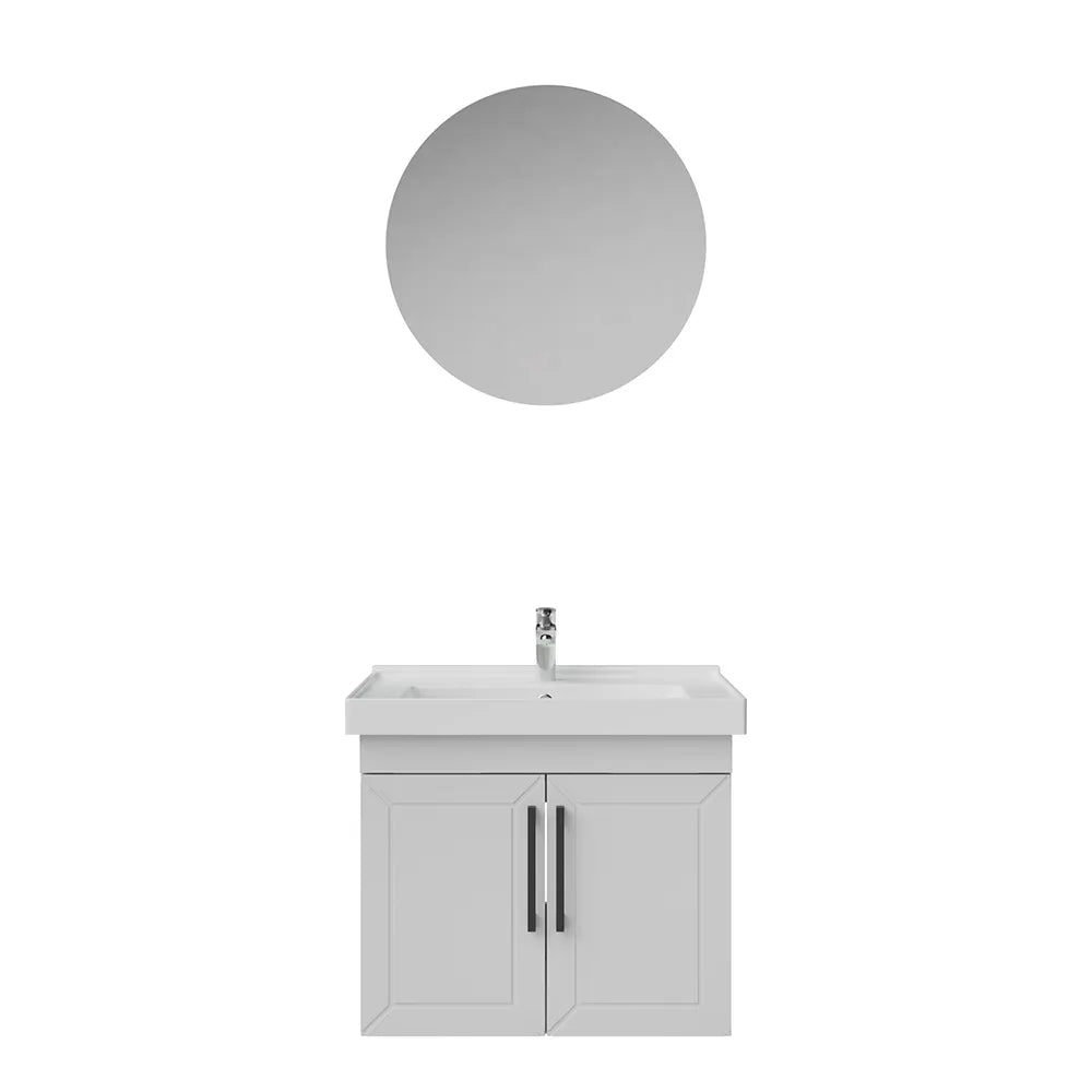 Creavit D20 Lake Desenli Kapaklı Banyo Dolabı | 65-80-100 cm | Yuvarlak / Kare / Dolaplı Ayna Seçenekli
