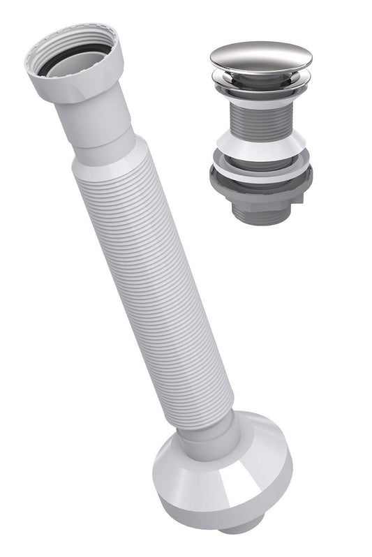 İz Yapı Felix Lavabo Sifonu Körüklü Sifon Pup-Up Basmalı Krom Paslanmaz Çelik Kafa Taşmasız 220039 - Banyovit