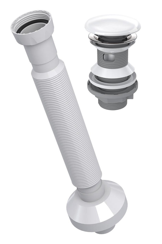 İz Yapı Elixir Lavabo Sifonu Körüklü Sifon Pup-Up Basmalı Beyaz Seremik Kafa Taşmalı 220345 - Banyovit